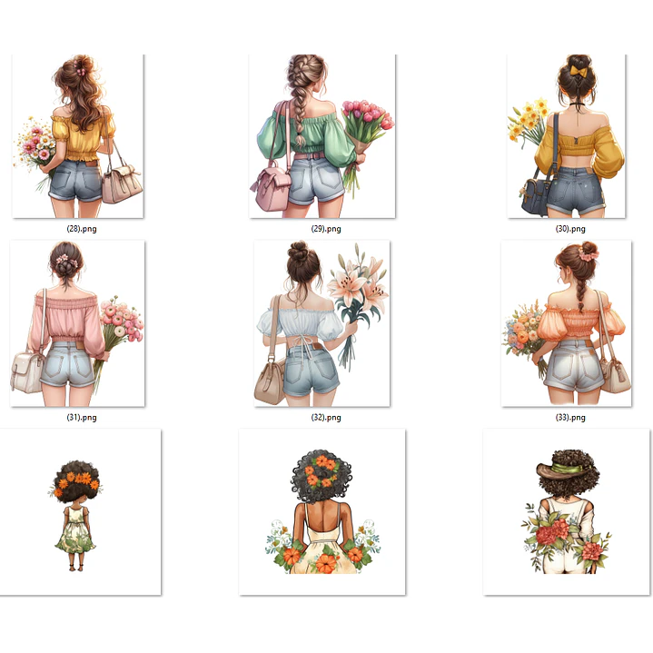 Kit Digital Mulheres e Meninas de Costas em Png 8