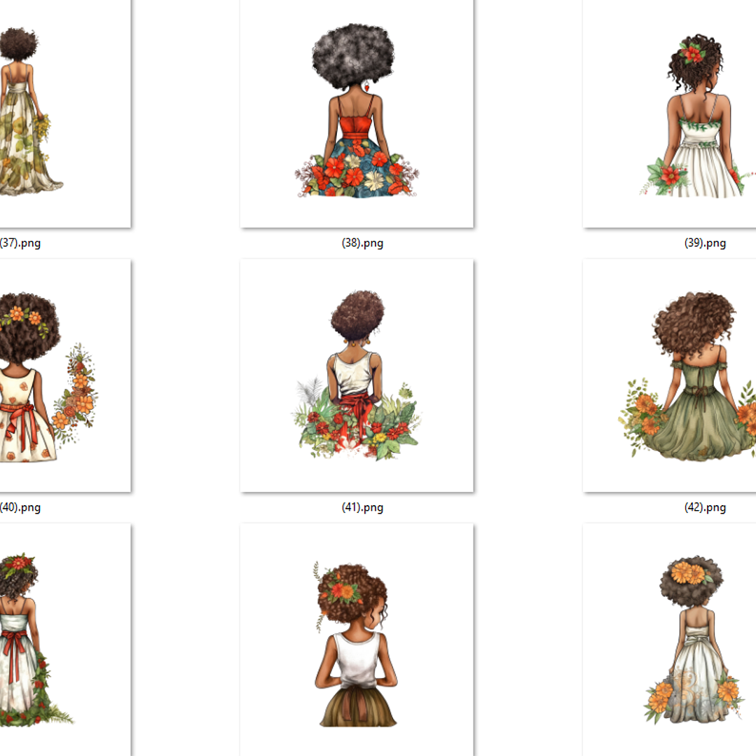 Kit Digital Mulheres e Meninas de Costas em Png 9