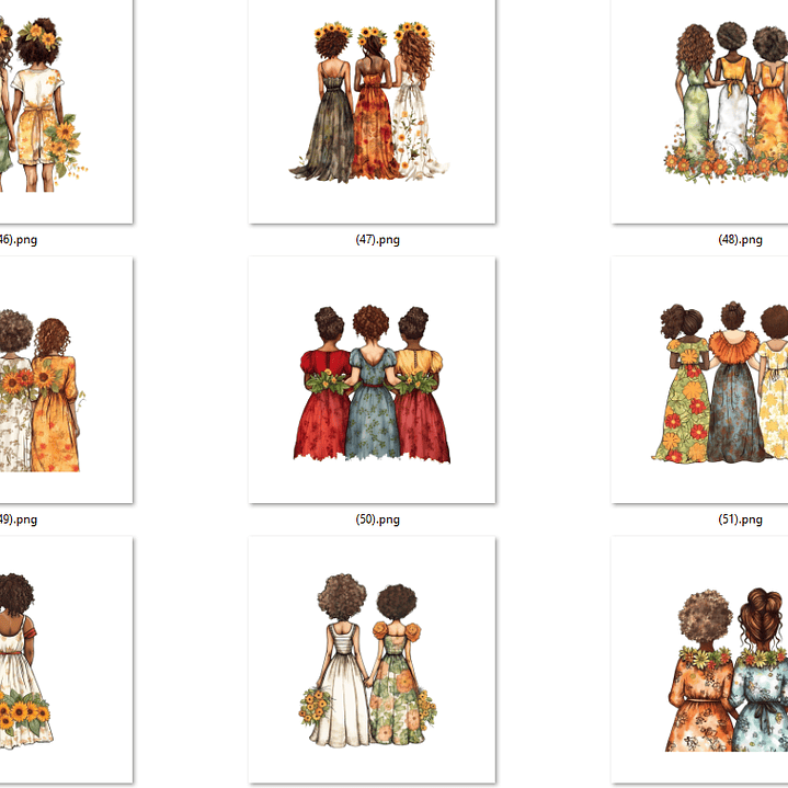 Kit Digital Mulheres e Meninas de Costas em Png 10