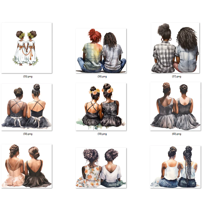 Kit Digital Mulheres e Meninas de Costas em Png 11