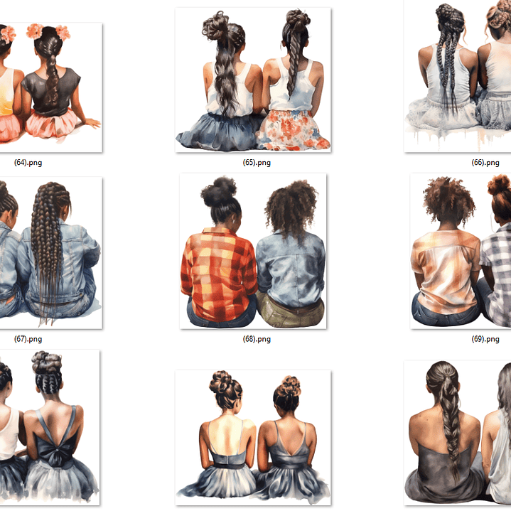 Kit Digital Mulheres e Meninas de Costas em Png 12