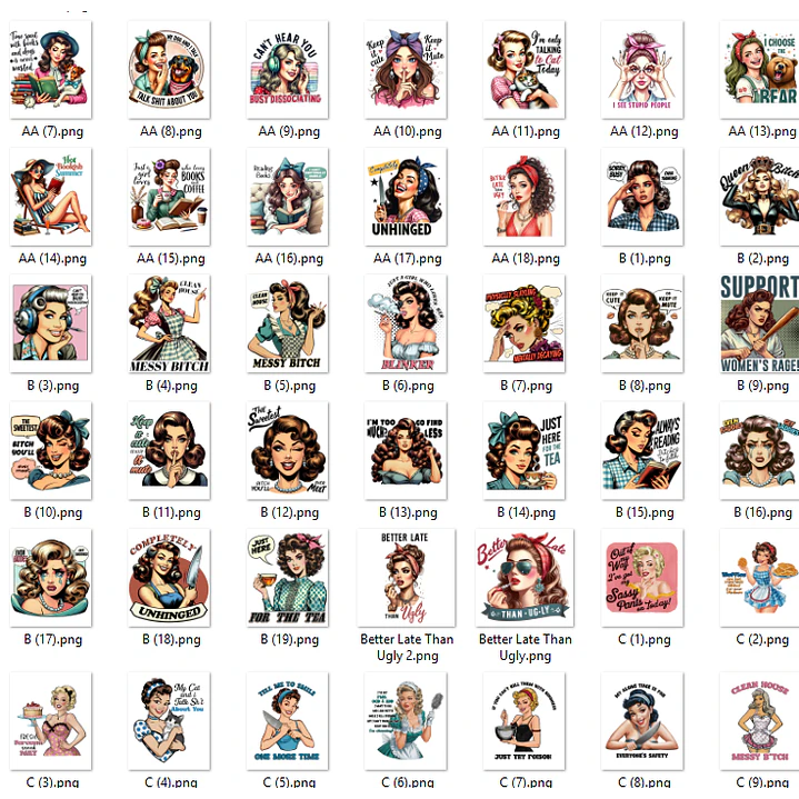 Kit Digital Mulheres Retro em Png 2