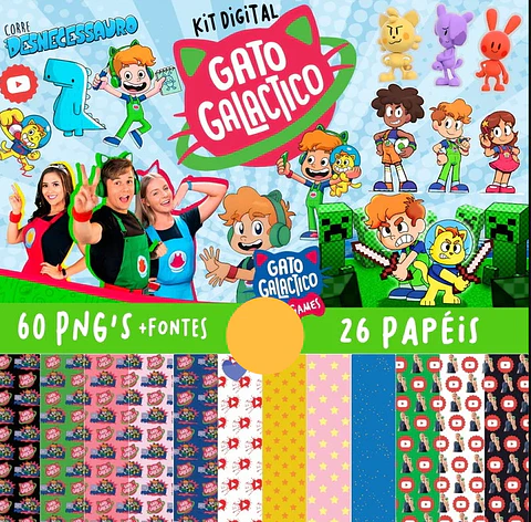 Kit Digital Gato Galatico em Png 