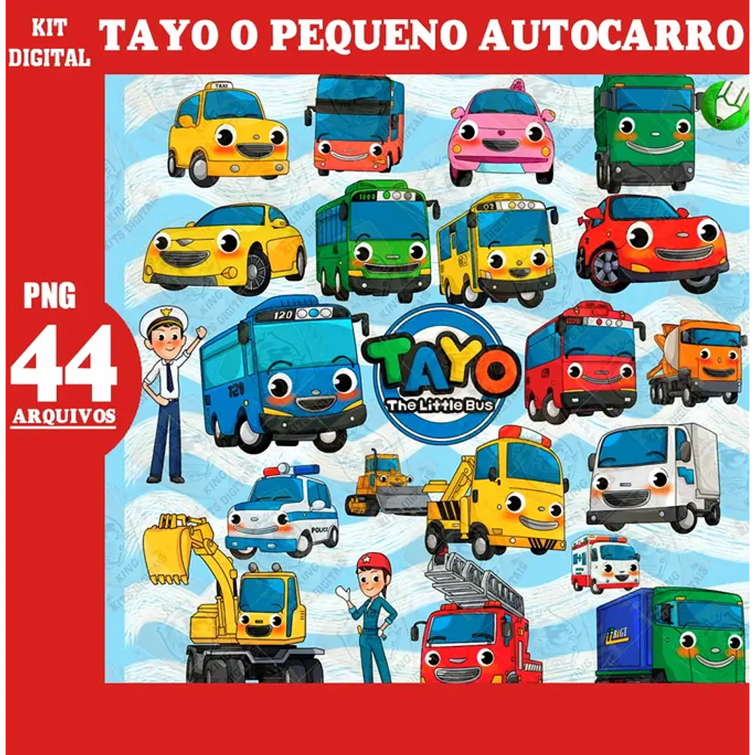 Kit Digital Tayo o Pequeno Auto Carro em Png  1