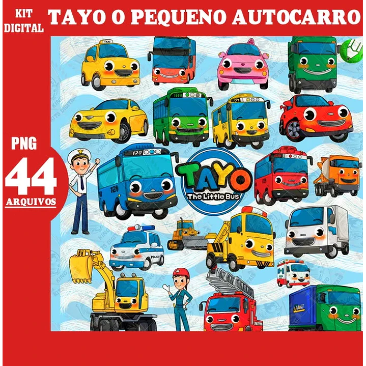 Kit Digital Tayo o Pequeno Auto Carro em Png  1