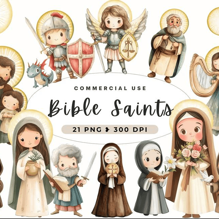 Kit Digital Santinhos Aquarelados em Png 1