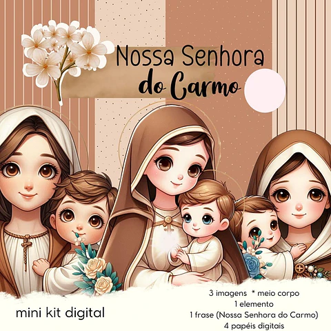 Kit Digital Nossa Senhora do Carmo Santinhos em Png 