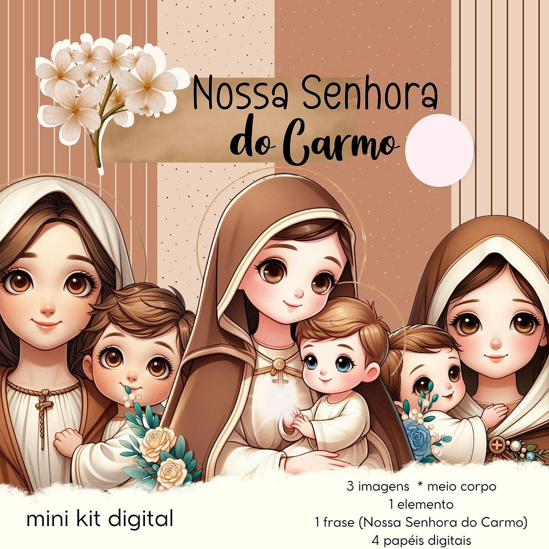 Kit Digital Nossa Senhora do Carmo Santinhos em Png  1