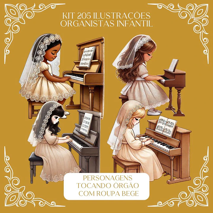Kit Digital Organista Infantil Meninas em Png  3