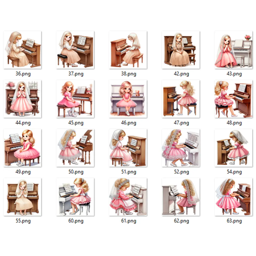 Kit Digital Organista Infantil Meninas em Png  12