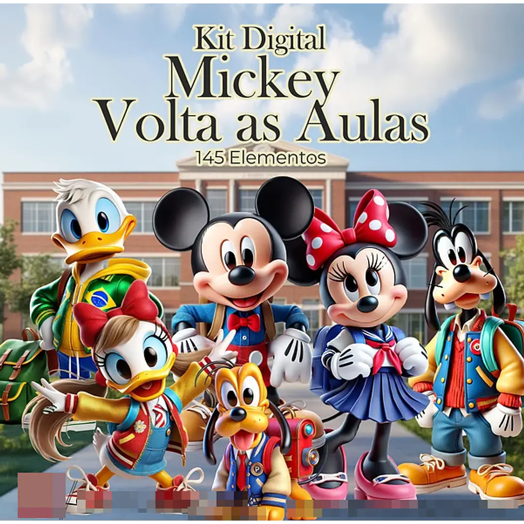 Kit Digital Mickey Volta as Aulas em Png 1