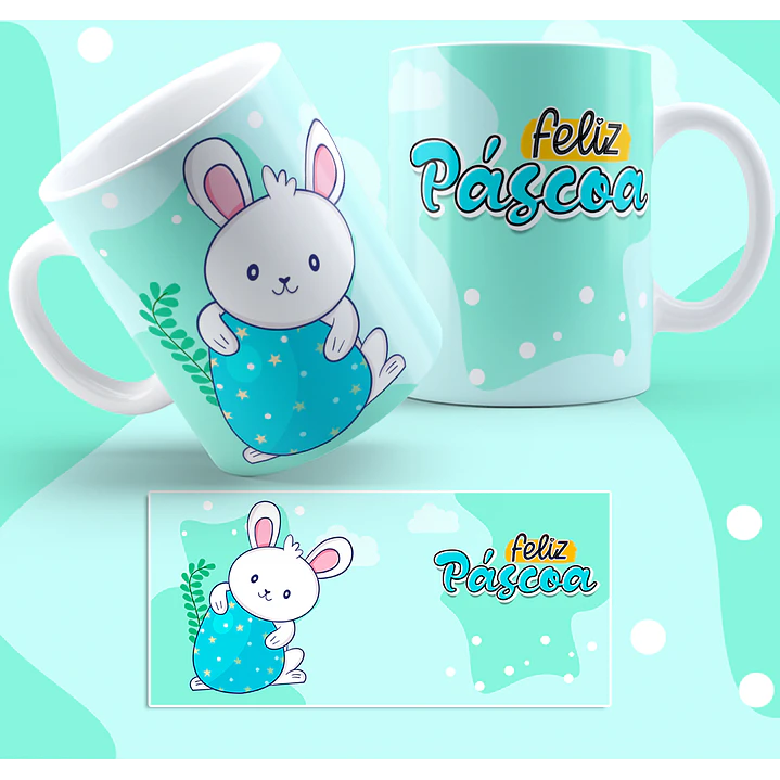 5 Artes para Caneca Coelhinhos Fofinhos Páscoa Arquivo em Jpg 1