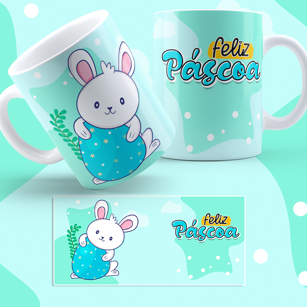 5 Artes para Caneca Coelhinhos Fofinhos Páscoa Arquivo em Jpg 1