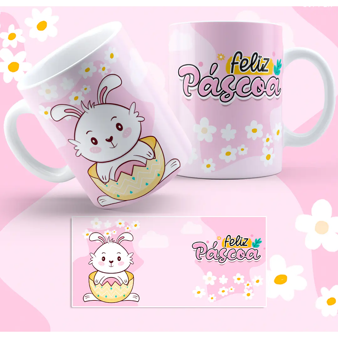 5 Artes para Caneca Coelhinhos Fofinhos Páscoa Arquivo em Jpg 2