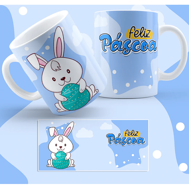 5 Artes para Caneca Coelhinhos Fofinhos Páscoa Arquivo em Jpg 3