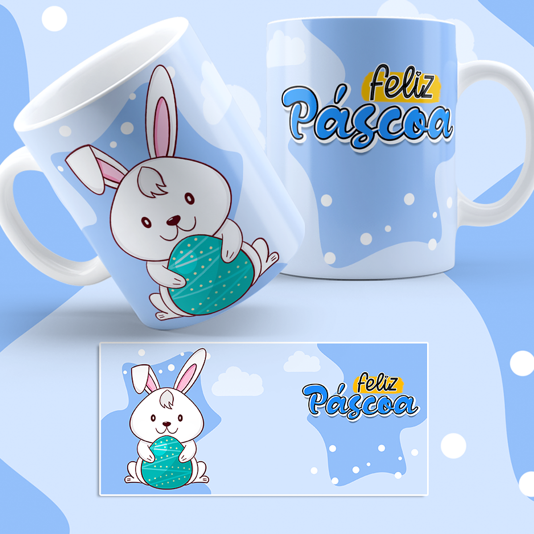 5 Artes para Caneca Coelhinhos Fofinhos Páscoa Arquivo em Jpg 3