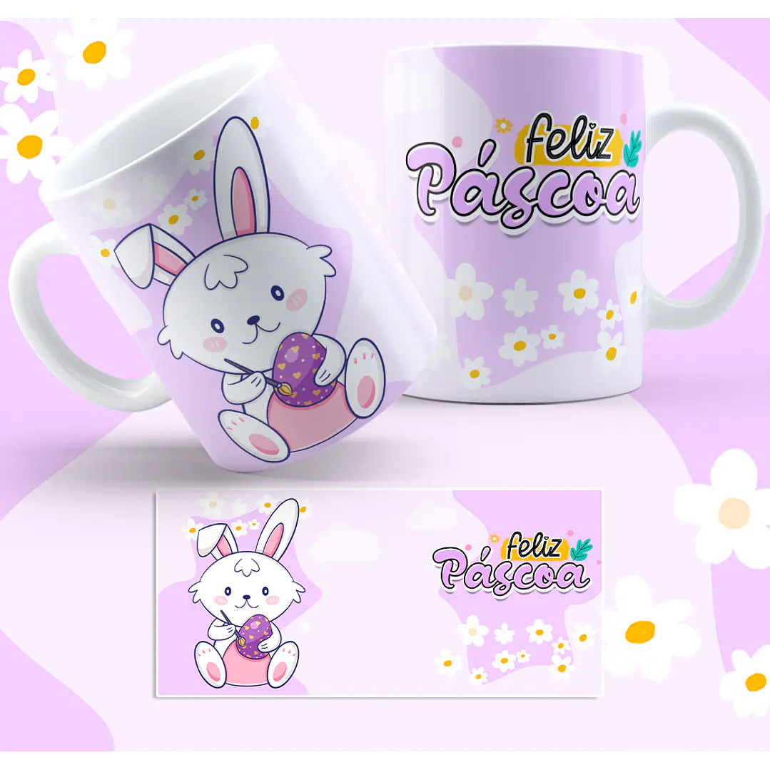 5 Artes para Caneca Coelhinhos Fofinhos Páscoa Arquivo em Jpg 4