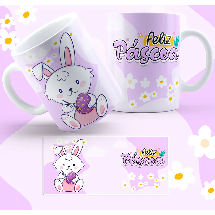 5 Artes para Caneca Coelhinhos Fofinhos Páscoa Arquivo em Jpg 4