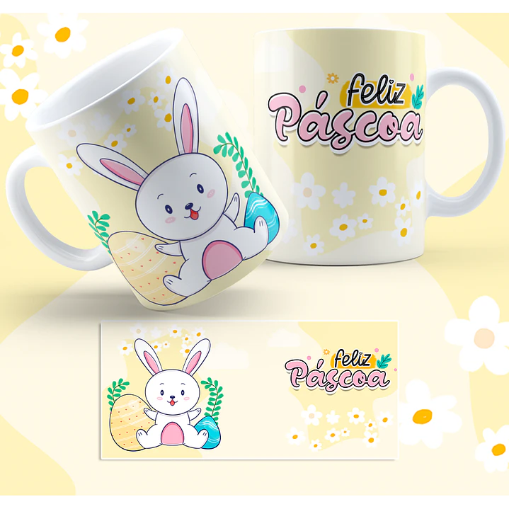 5 Artes para Caneca Coelhinhos Fofinhos Páscoa Arquivo em Jpg 5