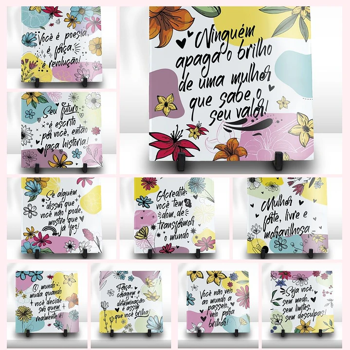 30 Artes para Caneca Azulejo e Torre de Xicaras Dia da Mulher Frases Arquivo Editável 4