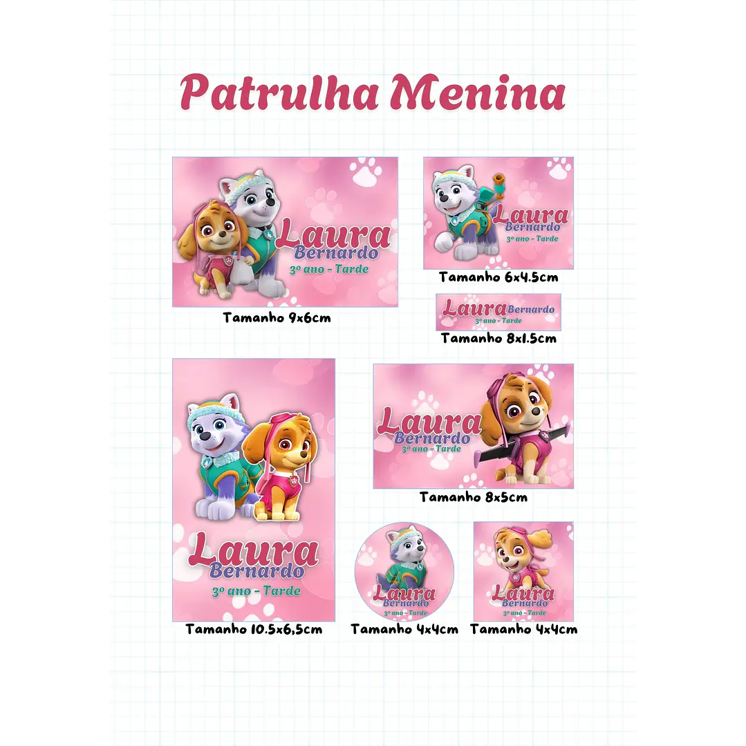 30 Artes para Etiquetas Volta as Aulas Personagens Arquivo Editável  24