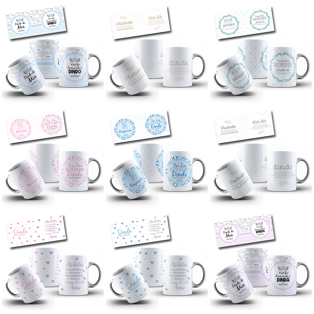 36 Artes para Caneca Dindos Arquivo Editável 3