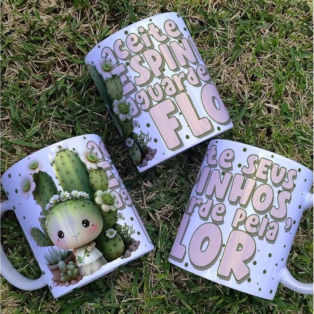 Artes Caneca Cacto Aceite Seus Espinhos e aguerde pela Flor Arquivo em Jpg 1