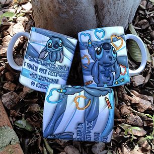 Artes Caneca Stitch Ohana Família Inflada Arquivo em Jpg