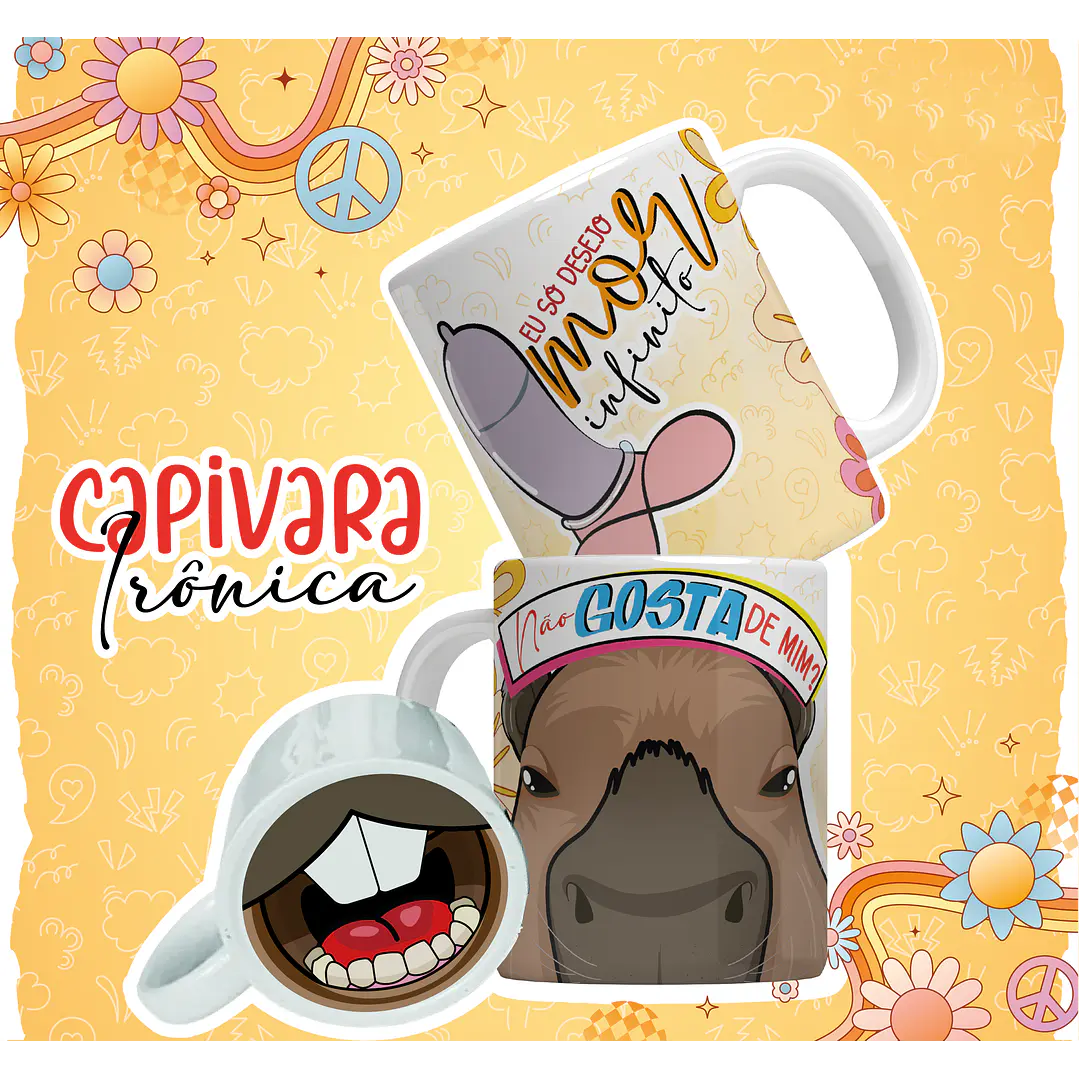 12 Artes para Caneca Capivara Debochada Arquivo em Jpg 1