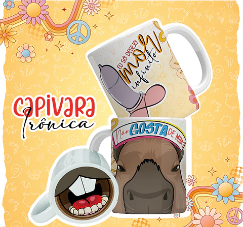 12 Artes para Caneca Capivara Debochada Arquivo em Jpg