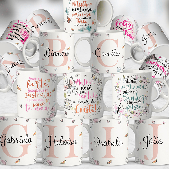 26 Artes para Caneca Alfabeto Dia das Mulheres Arquivo Editável 1