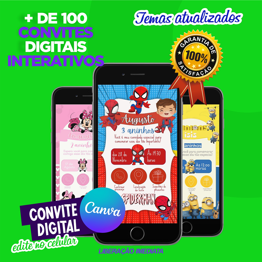 Pack Canva Convites Digitais Interativos Templates Editáveis 128 Artes 2