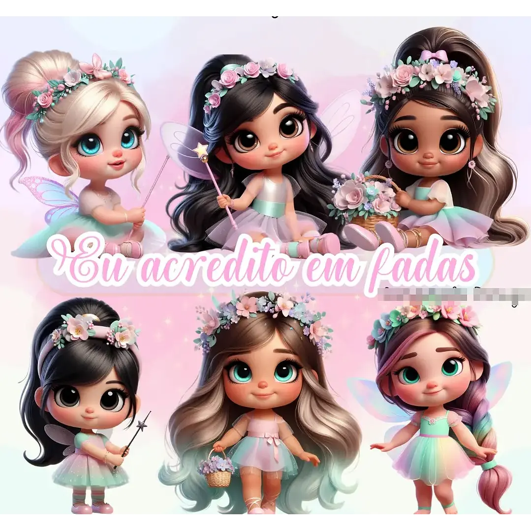 Kit Digital Fadinhas Eu acredito em Fadas em Png 1