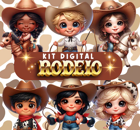 Kit Digital Rodeio Cowboy em Png