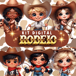 Kit Digital Rodeio Cowboy em Png