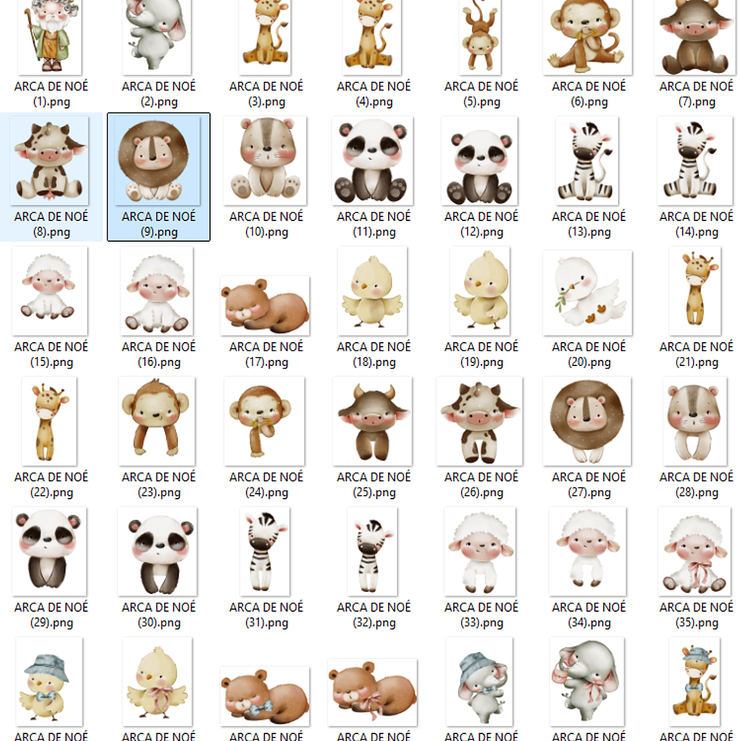 Kit Digital Arca de Noé Aquarelado Png 2