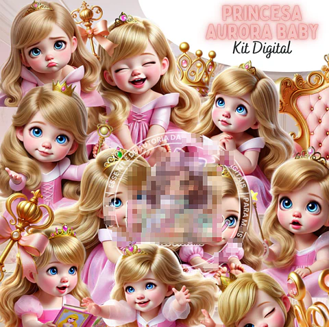 Kit Digital Princesa Aurora Baby cute Arquivo em Png 