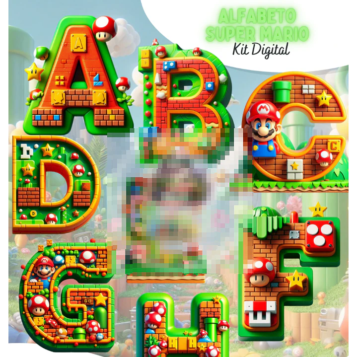 Kit Digital Alfabeto Super Mario 3d Arquivo em Png 1