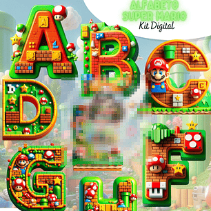 Kit Digital Alfabeto Super Mario 3d Arquivo em Png