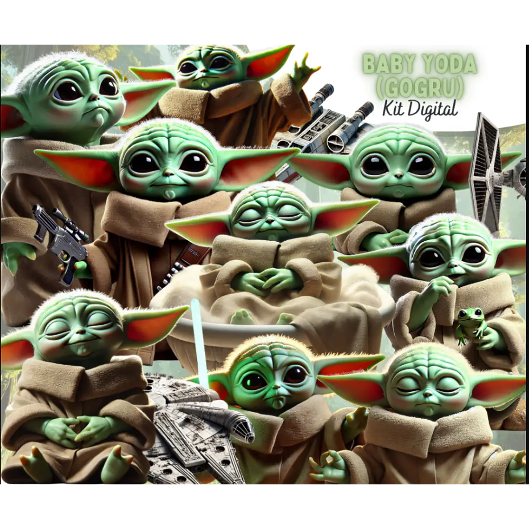 Kit Digital Baby Yoda Gogru 3d Arquivo em Png  1