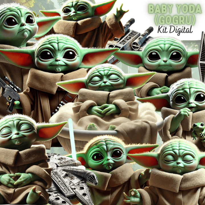 Kit Digital Baby Yoda Gogru 3d Arquivo em Png  1