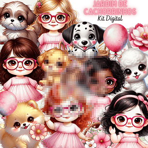 Kit Digital Jardim de Cachorrinhos 3d Arquivo em Png 