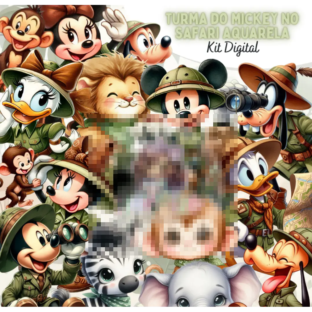 Kit Digital Turma do Mickey Safari Arquivo em Png  1