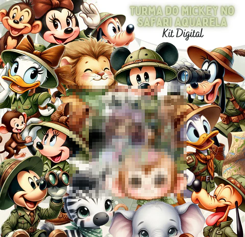 Kit Digital Turma do Mickey Safari Arquivo em Png 