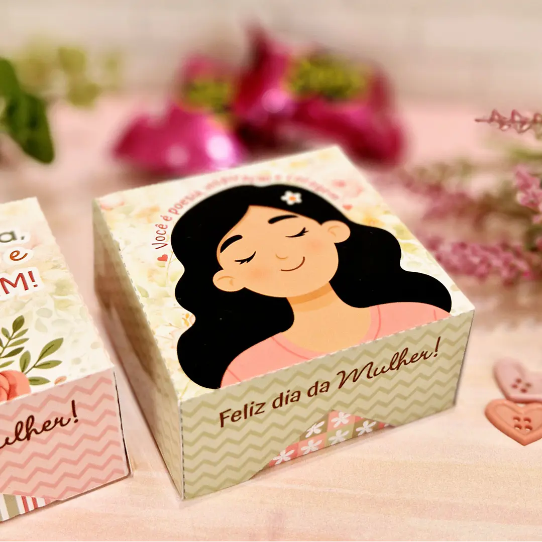 Arquivo Caixa Multiuso Dia da Mulher Kit Digital em Pdf e Png 1