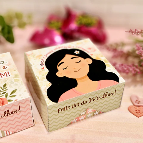 Arquivo Caixa Multiuso Dia da Mulher Kit Digital em Pdf e Png
