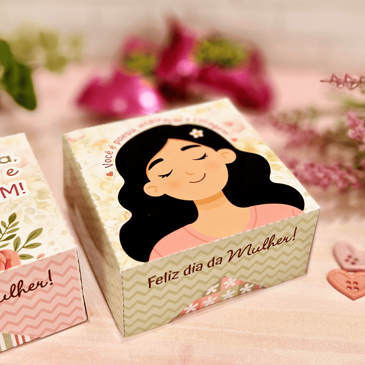 Arquivo Caixa Multiuso Dia da Mulher Kit Digital em Pdf e Png 1