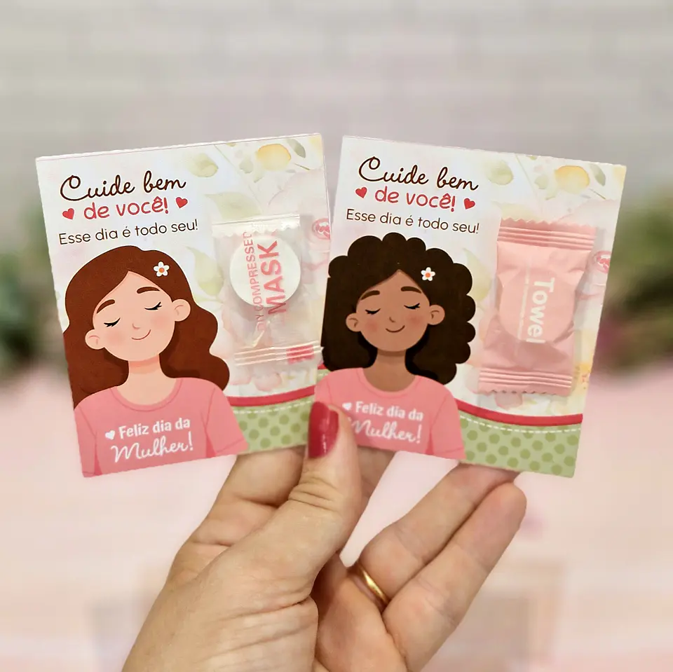 Arquivo Cartão Card Mascara Batom Piranha Dia da Mulher Kit Digital em Pdf e Png 2
