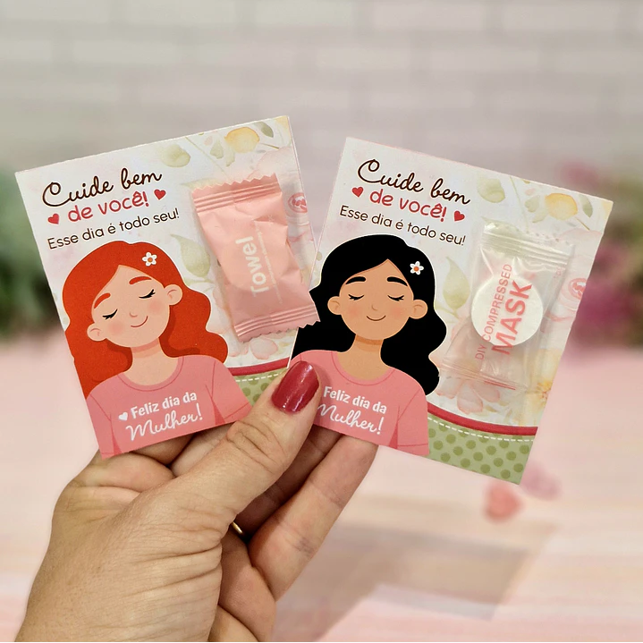 Arquivo Cartão Card Mascara Batom Piranha Dia da Mulher Kit Digital em Pdf e Png 3