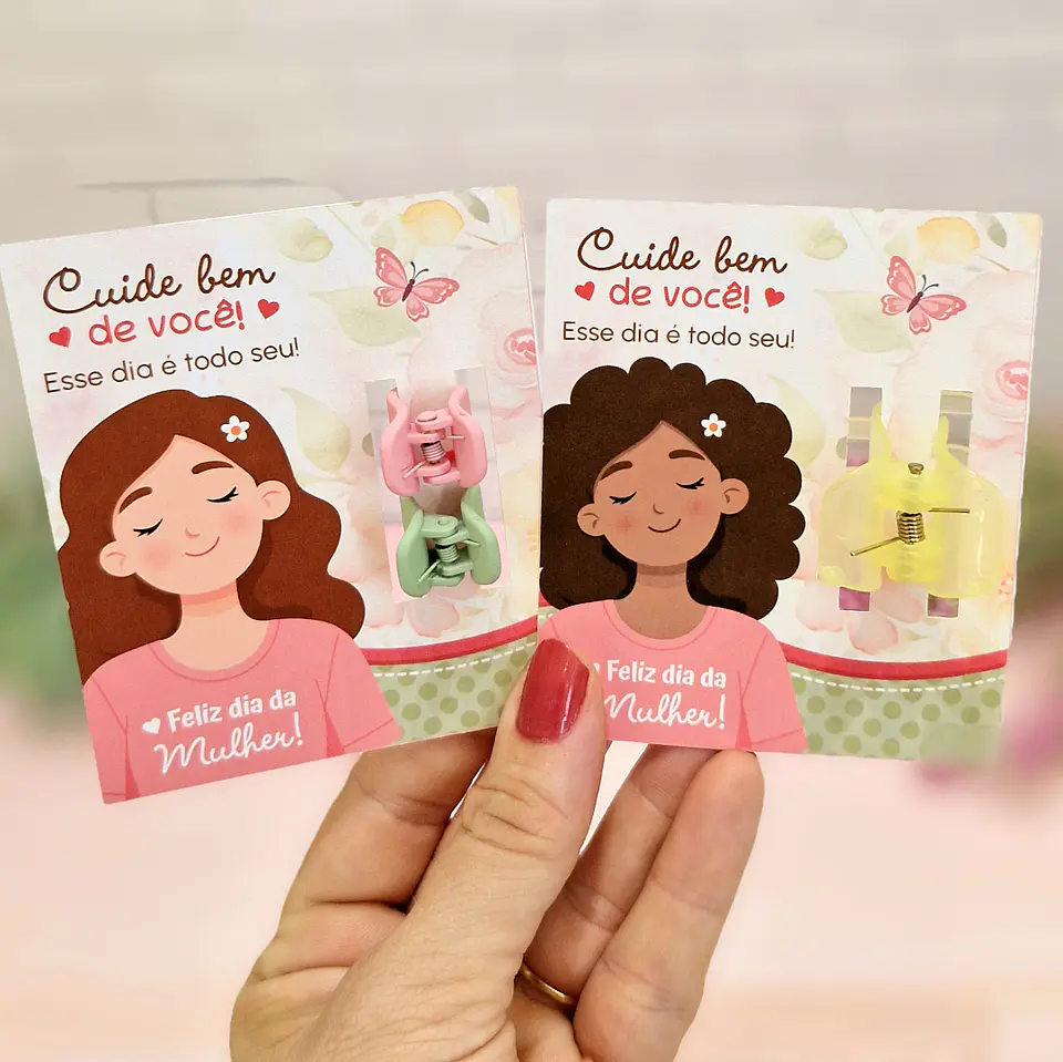 Arquivo Cartão Card Mascara Batom Piranha Dia da Mulher Kit Digital em Pdf e Png 5